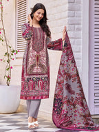 Varanga Women Ethnic Floral Mirror Embroidered Pakistani Kurta With Trouser & Dupatta