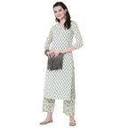 Gosriki Women'S Cotton Straight Kurta With Palazzo (Epsha White_M_White_Medium)