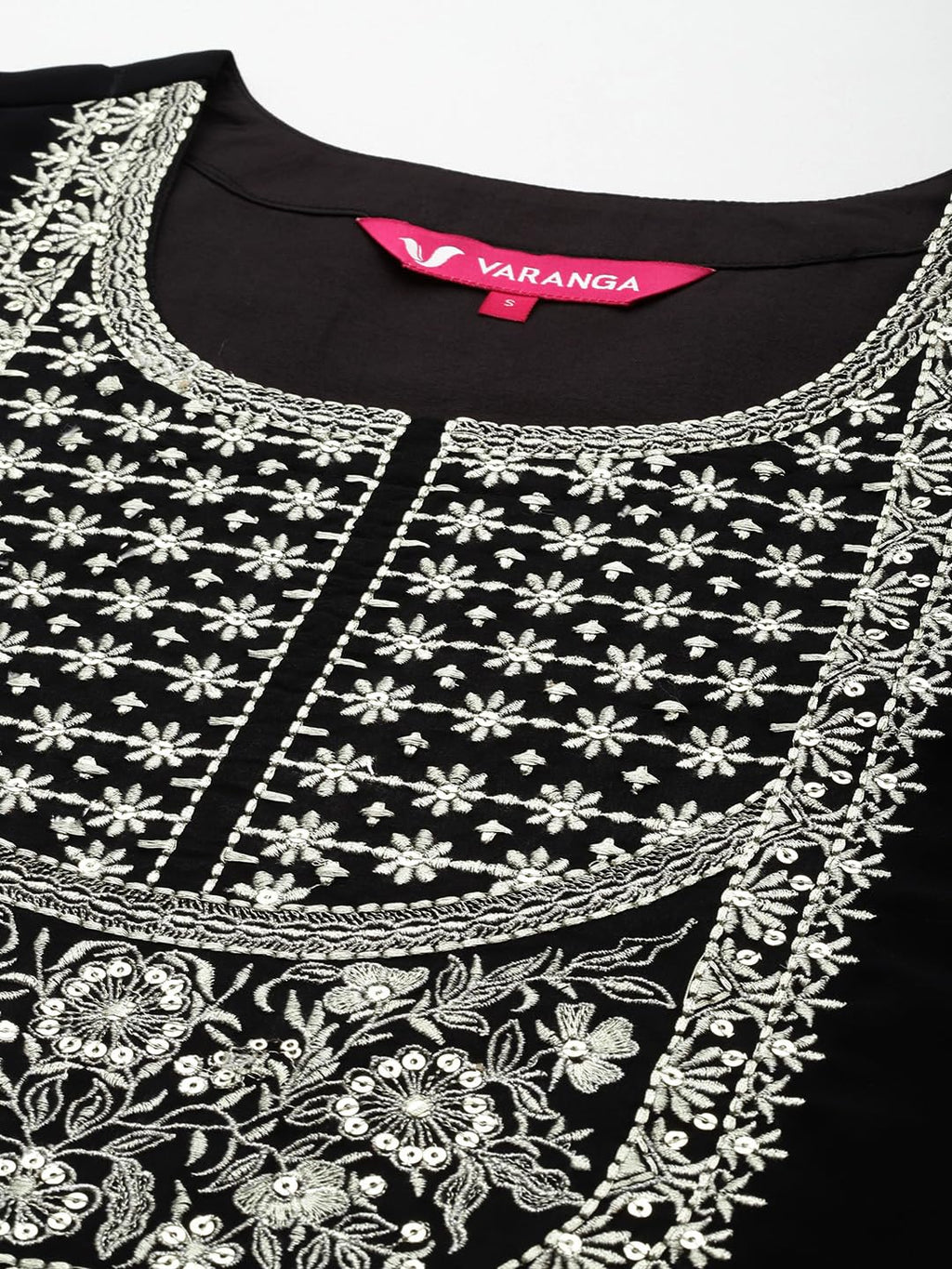 VARANGA Women Black Zari Embroidered Kurta With Bottom And Dupatta