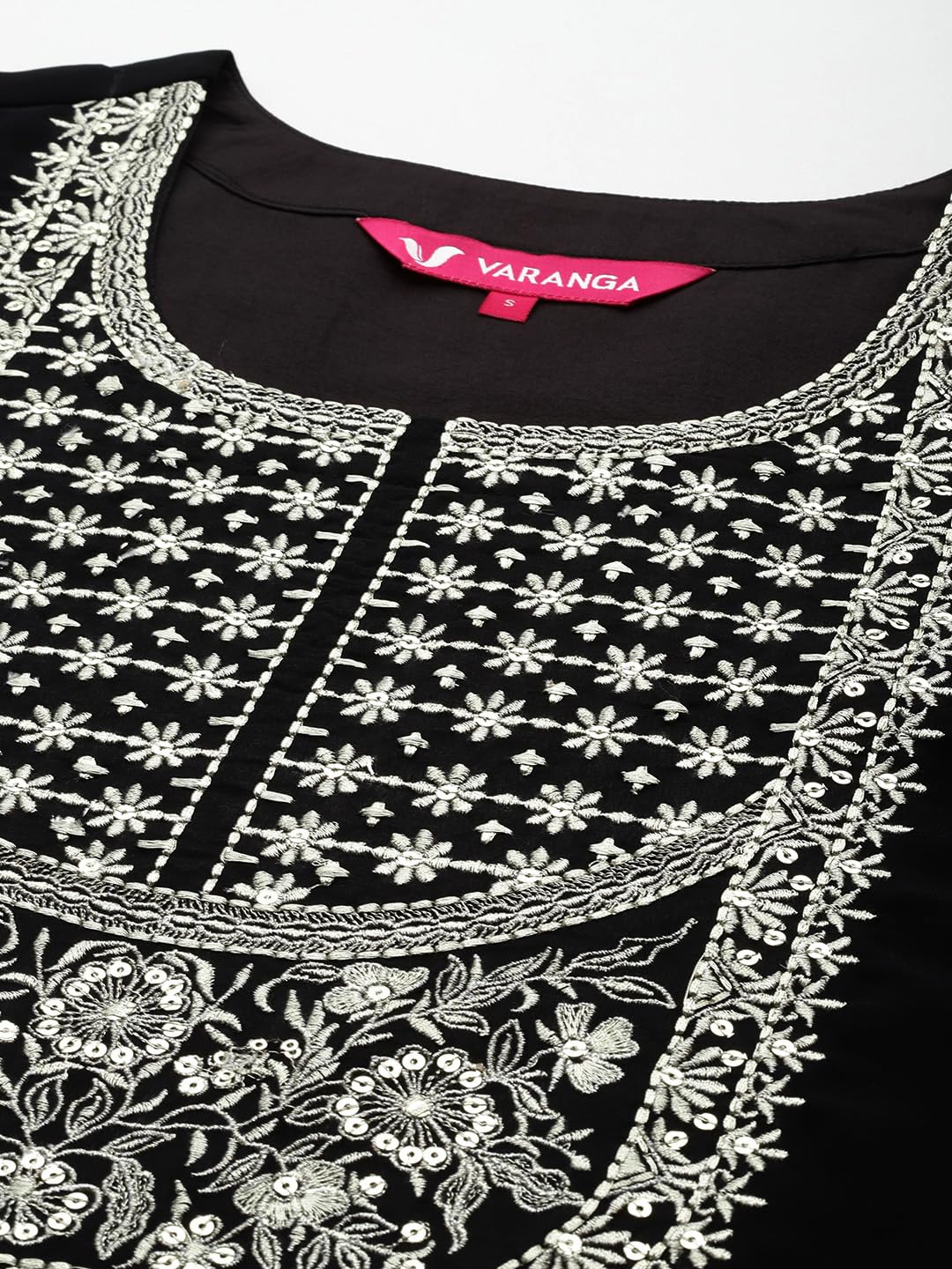 VARANGA Women Black Zari Embroidered Kurta With Bottom And Dupatta