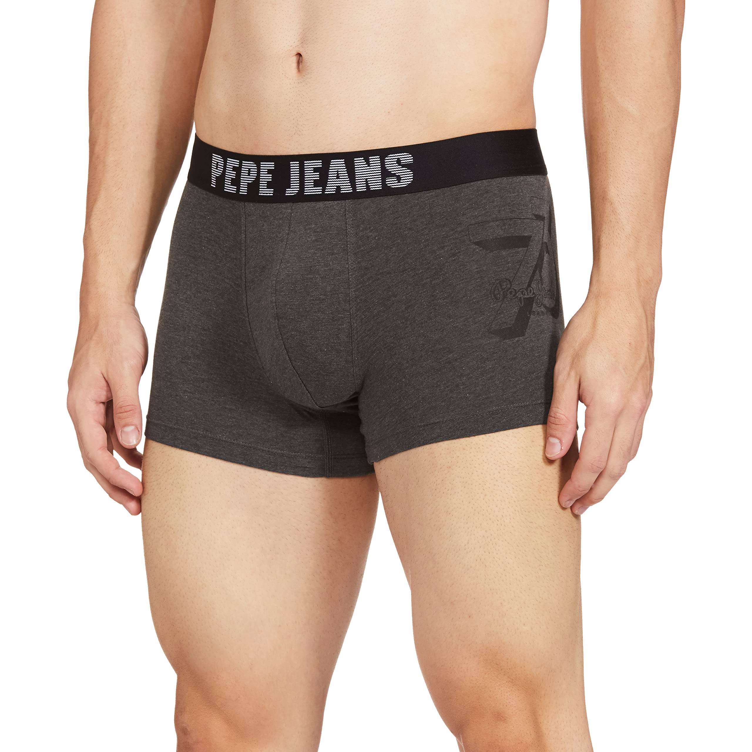 Pepe Jeans MenS Cotton Blend Trunks (Pack Of 1) (Opt07-Charcoal Melange-Xl_Charcoal Melange_Xl)
