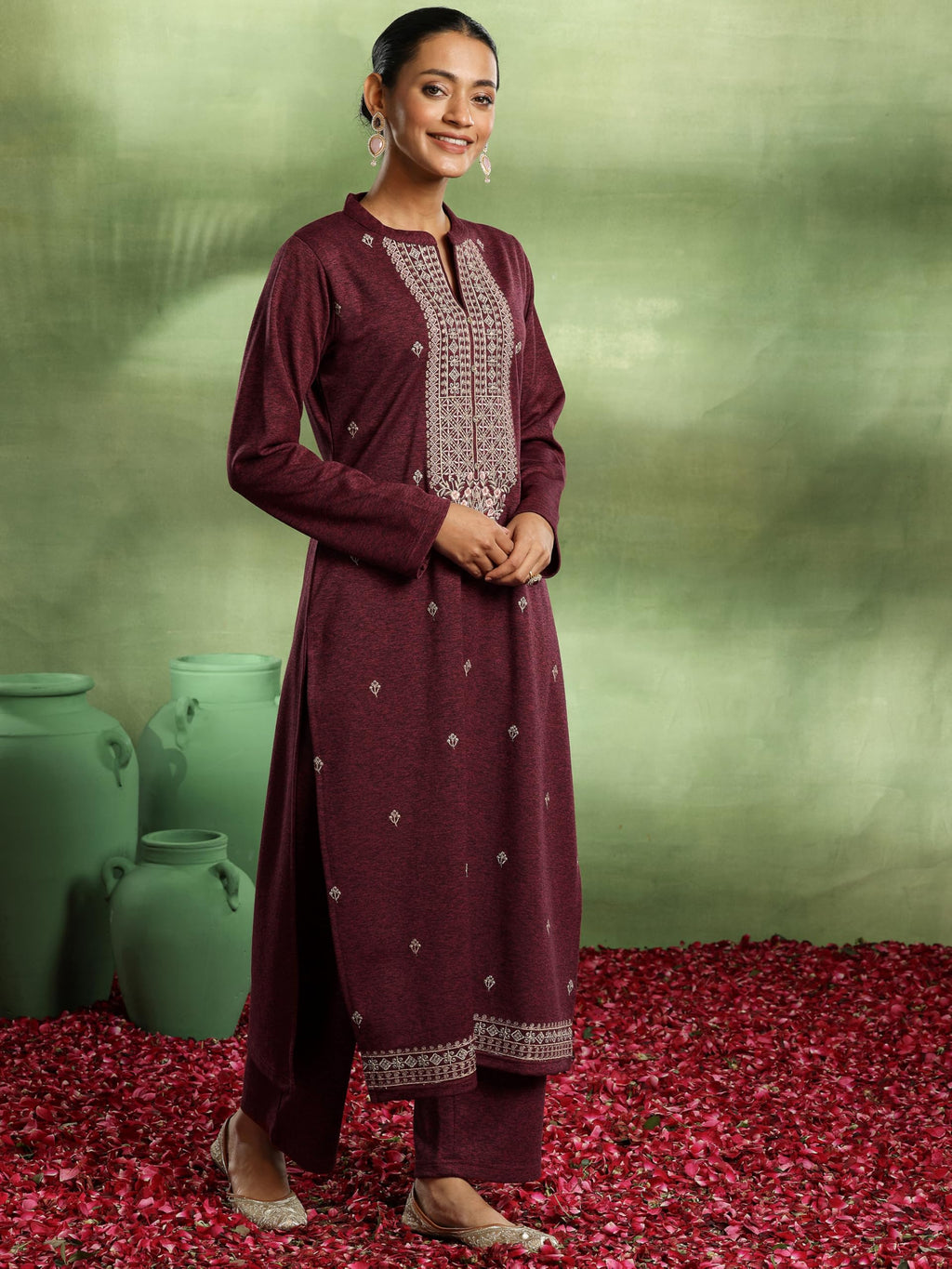 Libas WomenS Wool Blend Embroidered Kurta Set (48861W