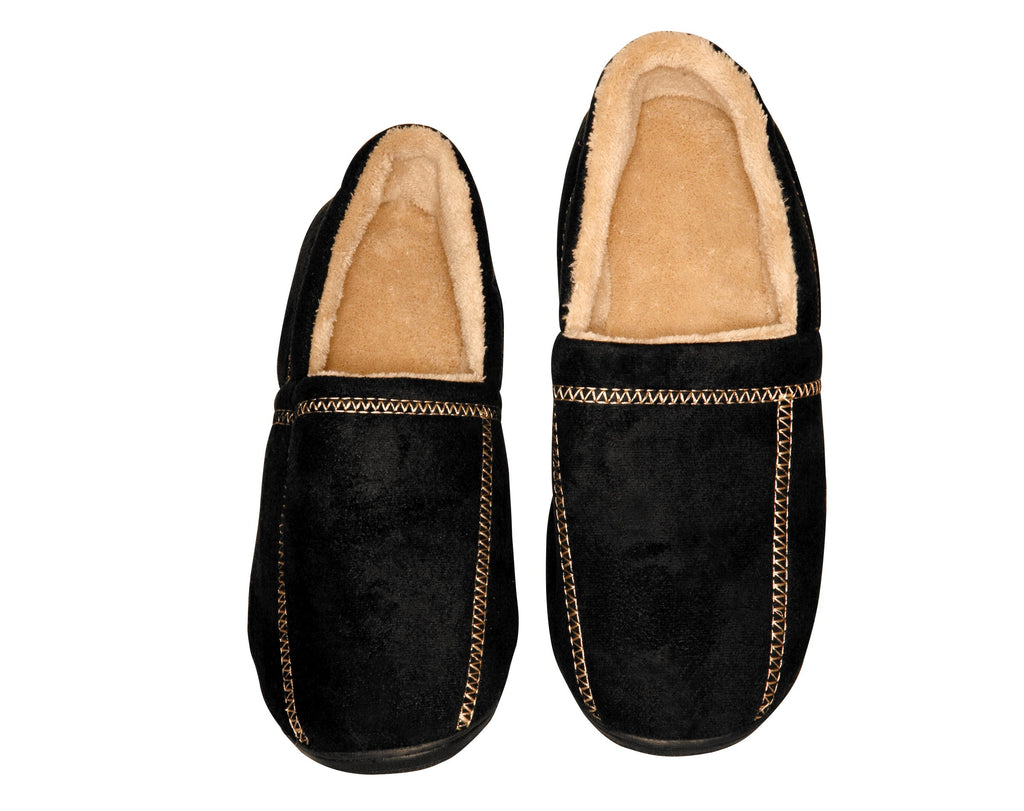 Living Healthy Products MSFS-003-910 Medium 9-10 Suede Fleece Mens Slipper in Black