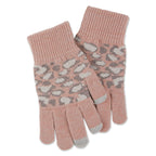SPARKLE LEOPARD TEXTING KNIT GOVES - PINK