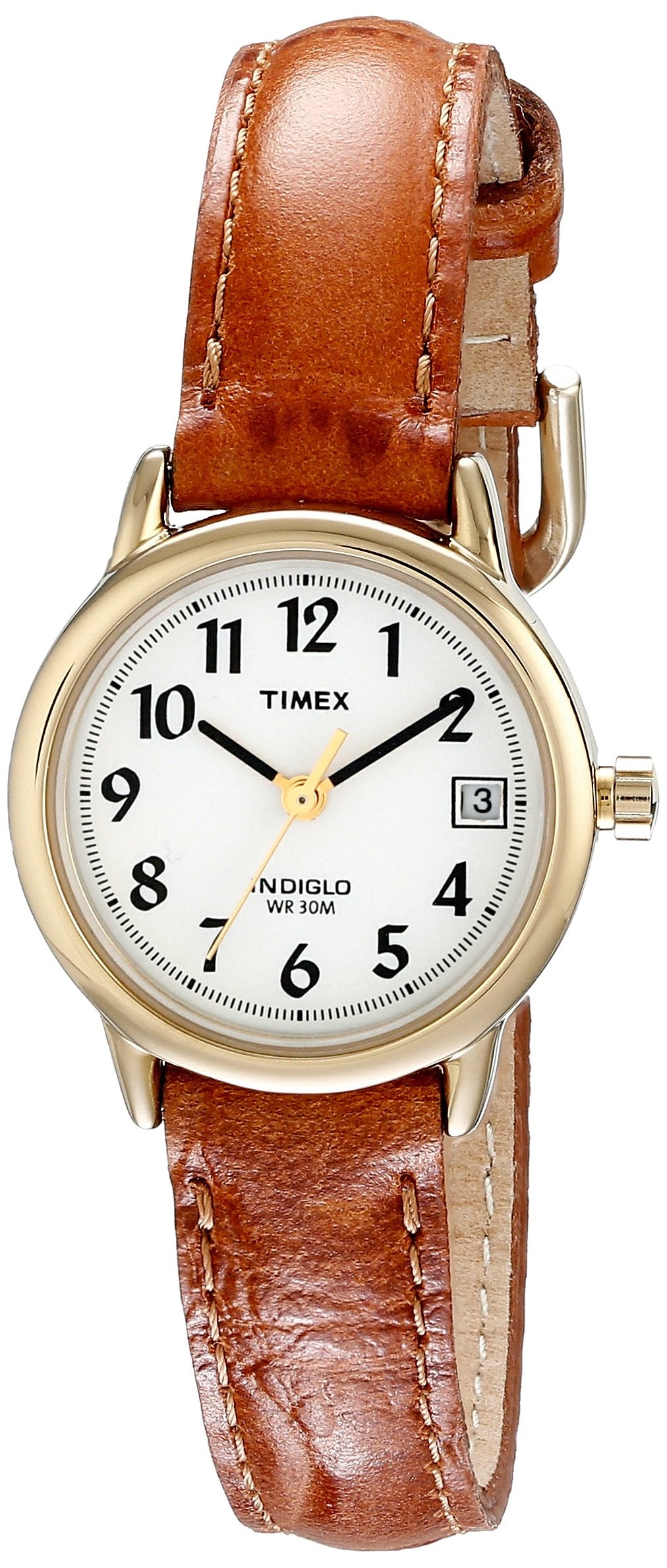 Timex Women's Easy Reader 25mm Watch - Gold-Tone Case White Dial with Honey Brown Croco Leather Strap