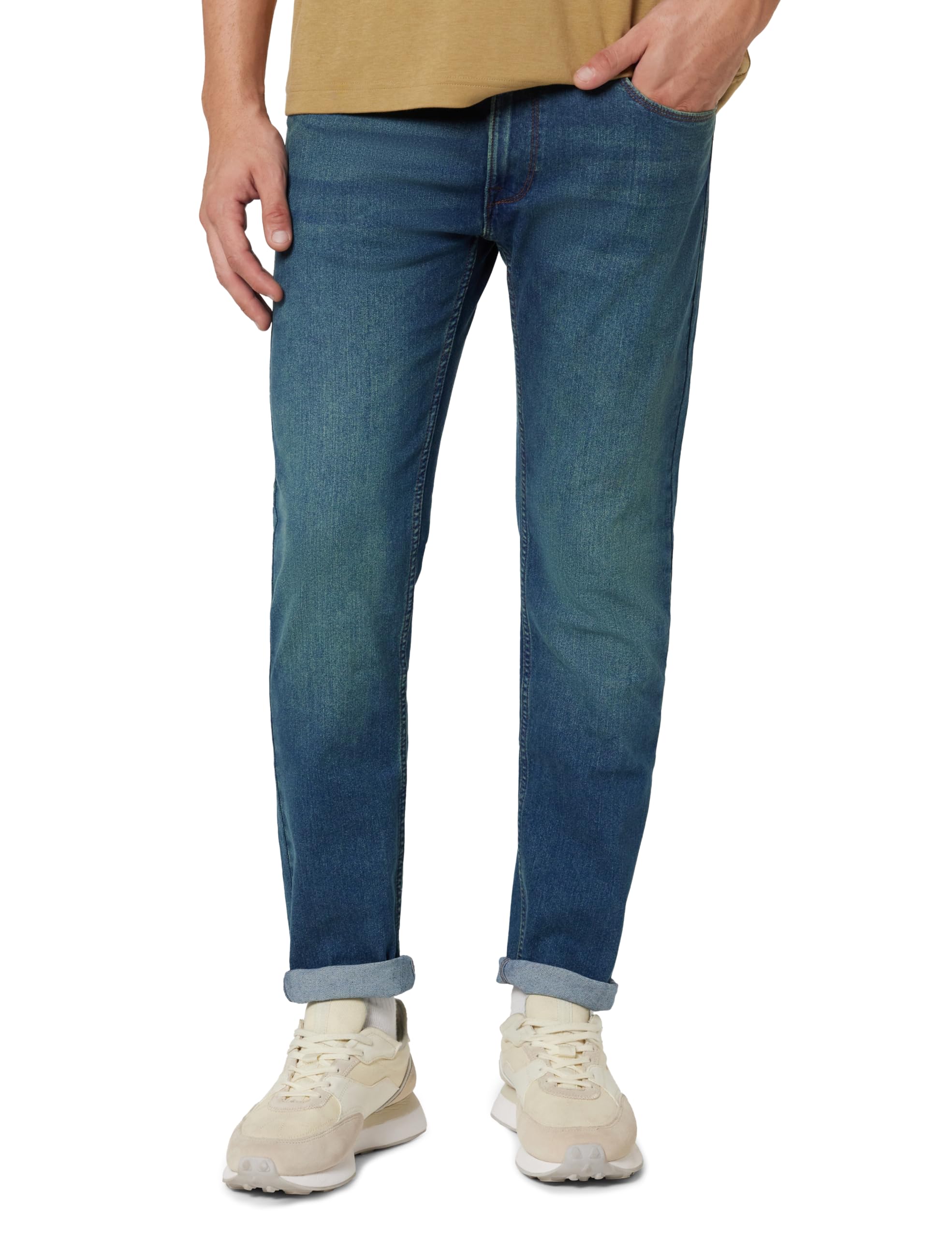 Pepe Jeans Men Mid Rise Tapered Jeans (Pm207161A191_Med Green Used, 32