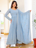 Fashion Basket Georgette Anarkali Kurta For Women Sky Blue