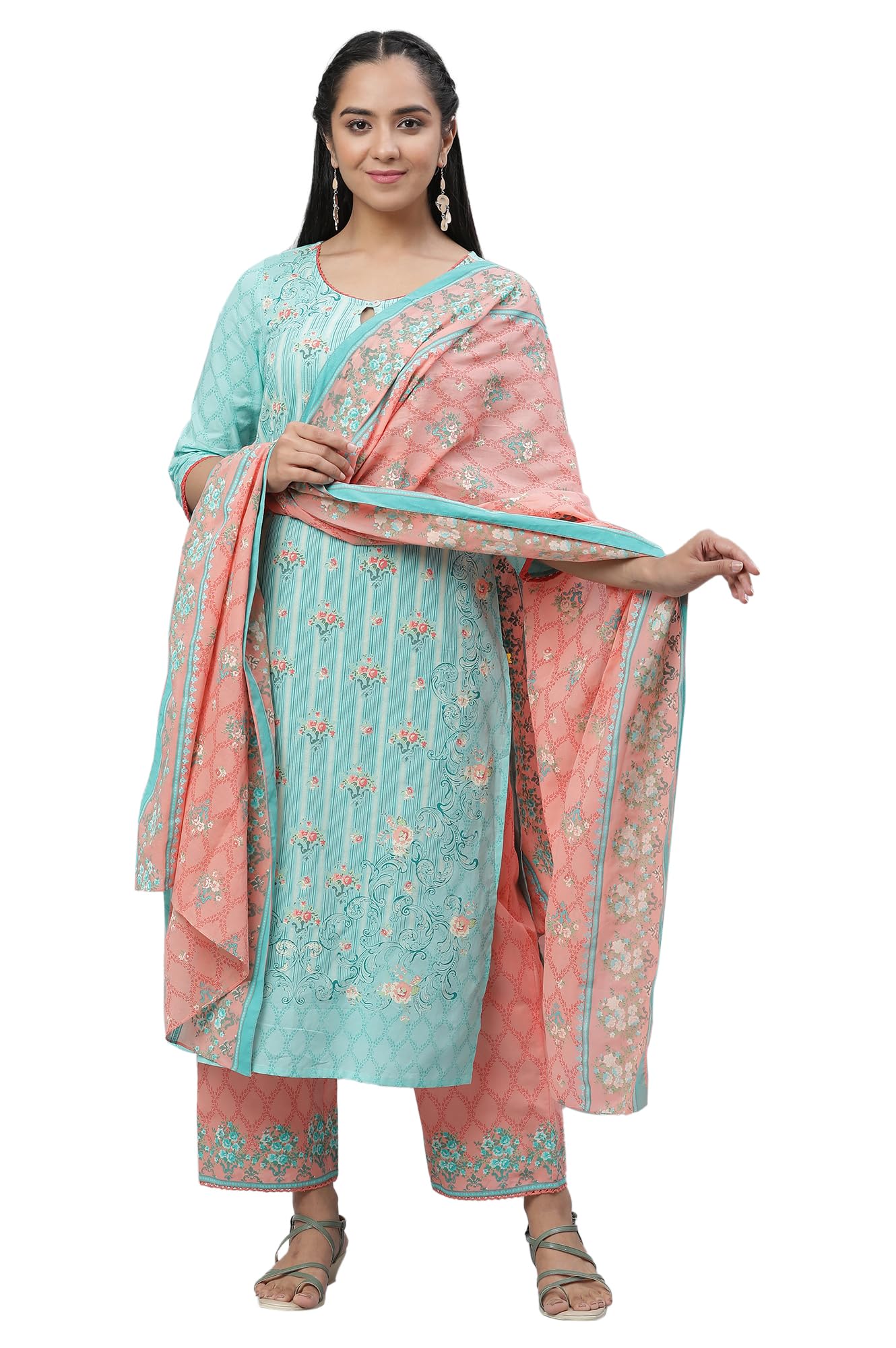 Aurelia Purple Floral Printed Cotton Regular Stole For Women