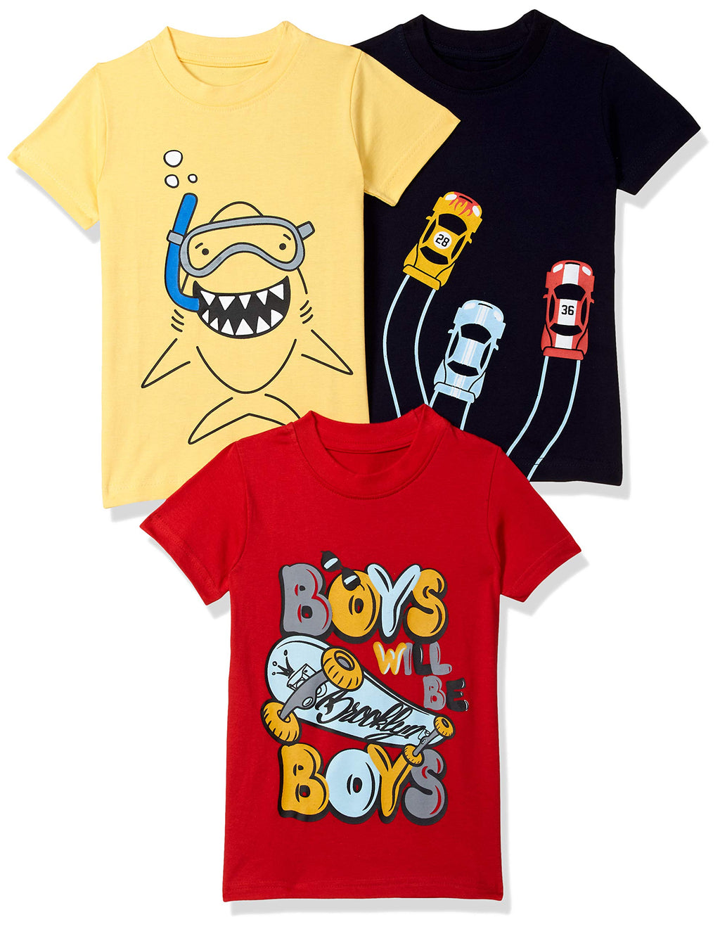 T2F Boys Cotton Solid Regular Fit T-Shirt (Pack of 3)