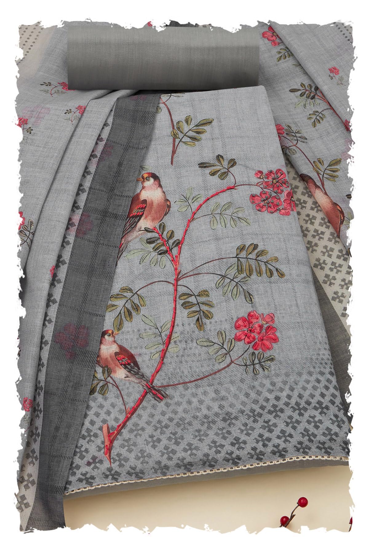 Soch Women Linen Botanical Print Unstitch Dress Material
