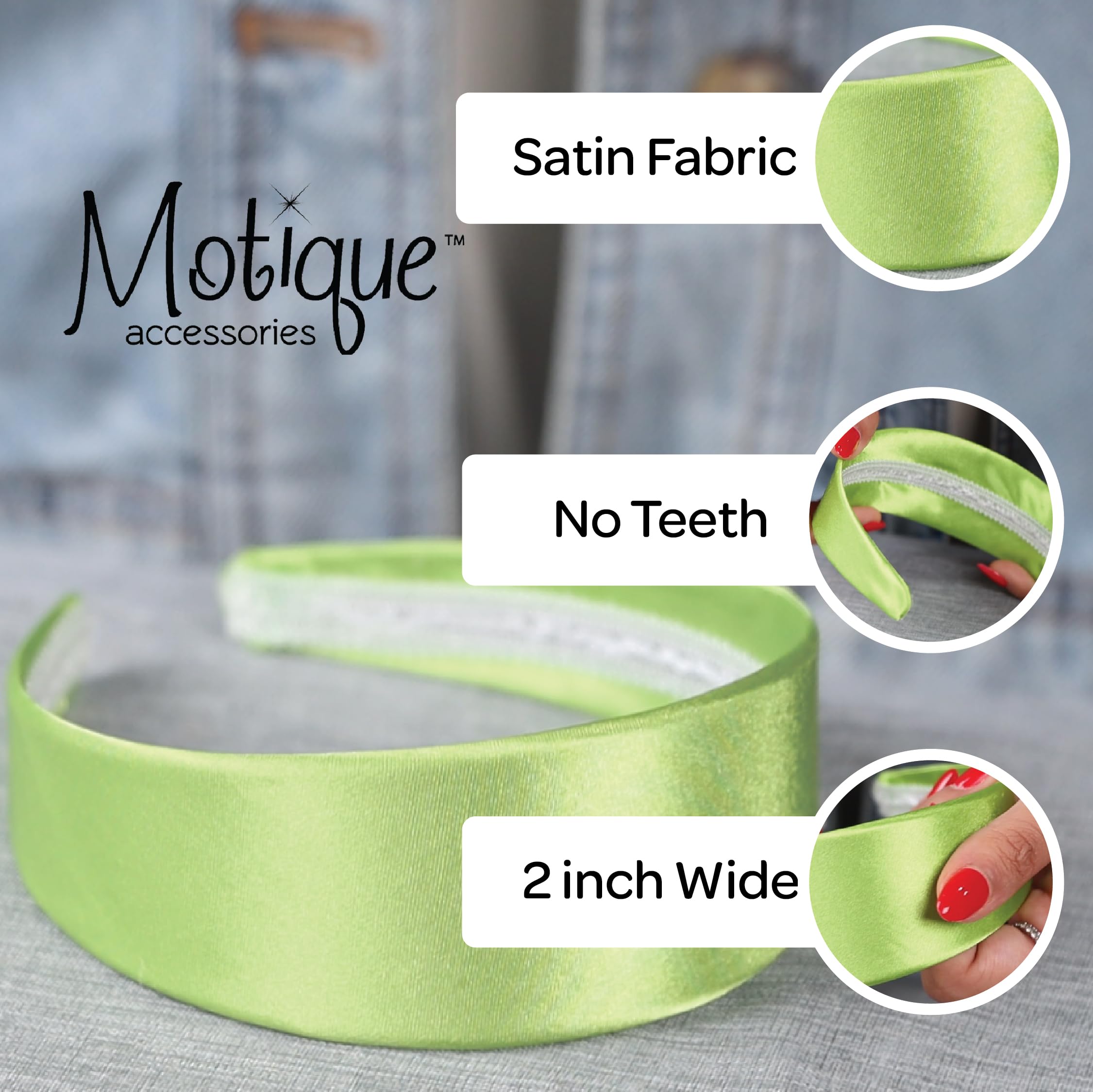 Motique Accessories Lavender 2 Inch Wide Satin Hard Headband with No Teeth