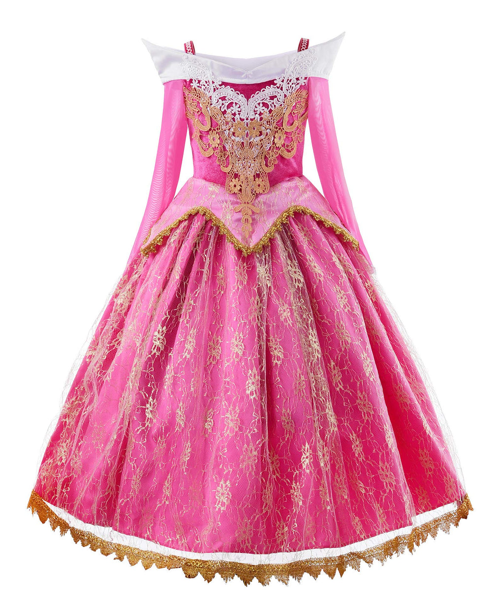 JerrisApparel Girls Pink Princess Costume Halloween Cosplay Party Dress up (Pink with Accessories)