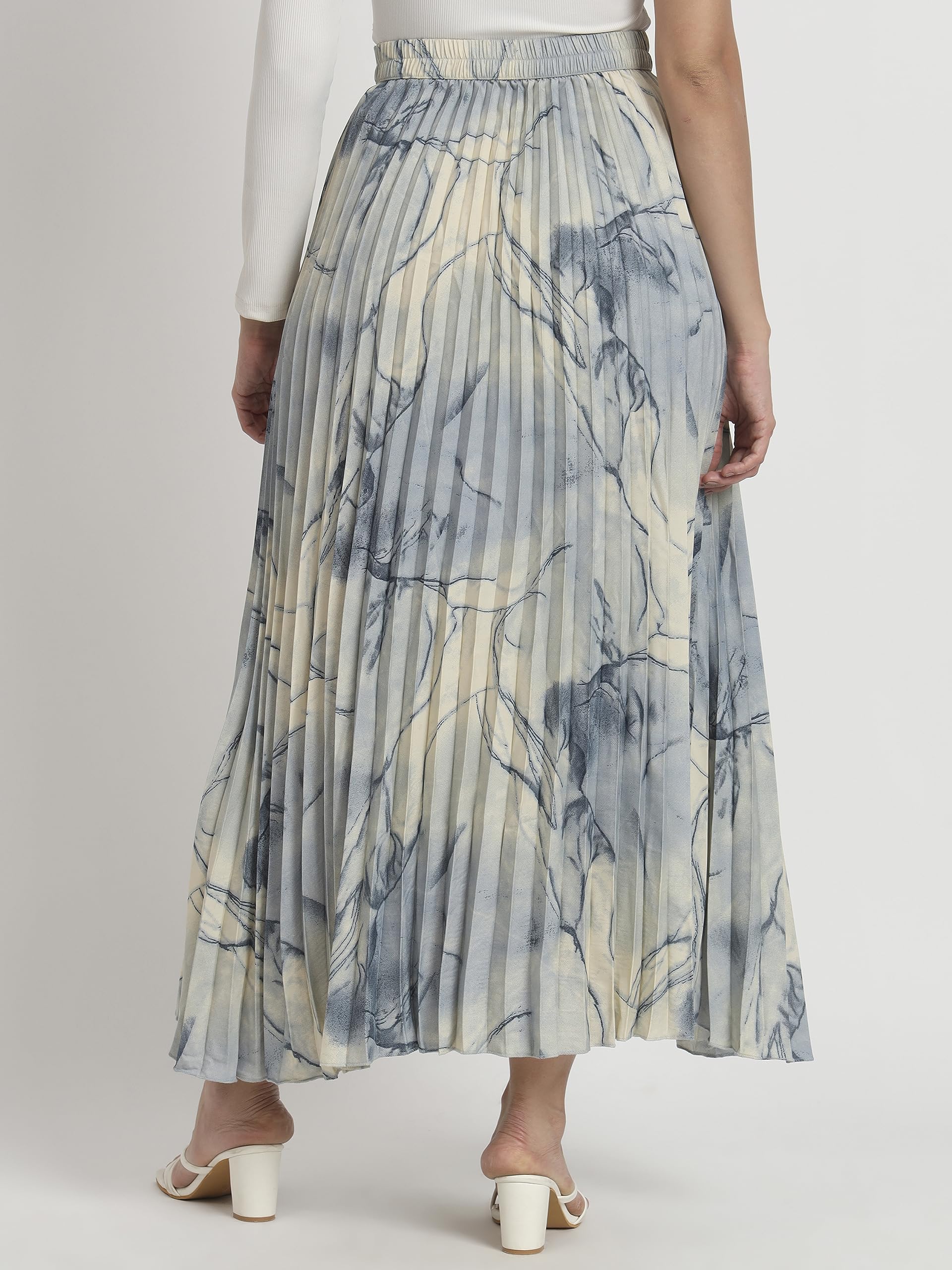 Kzully Crepe WomenS Maxi Skirts Grey-Blue