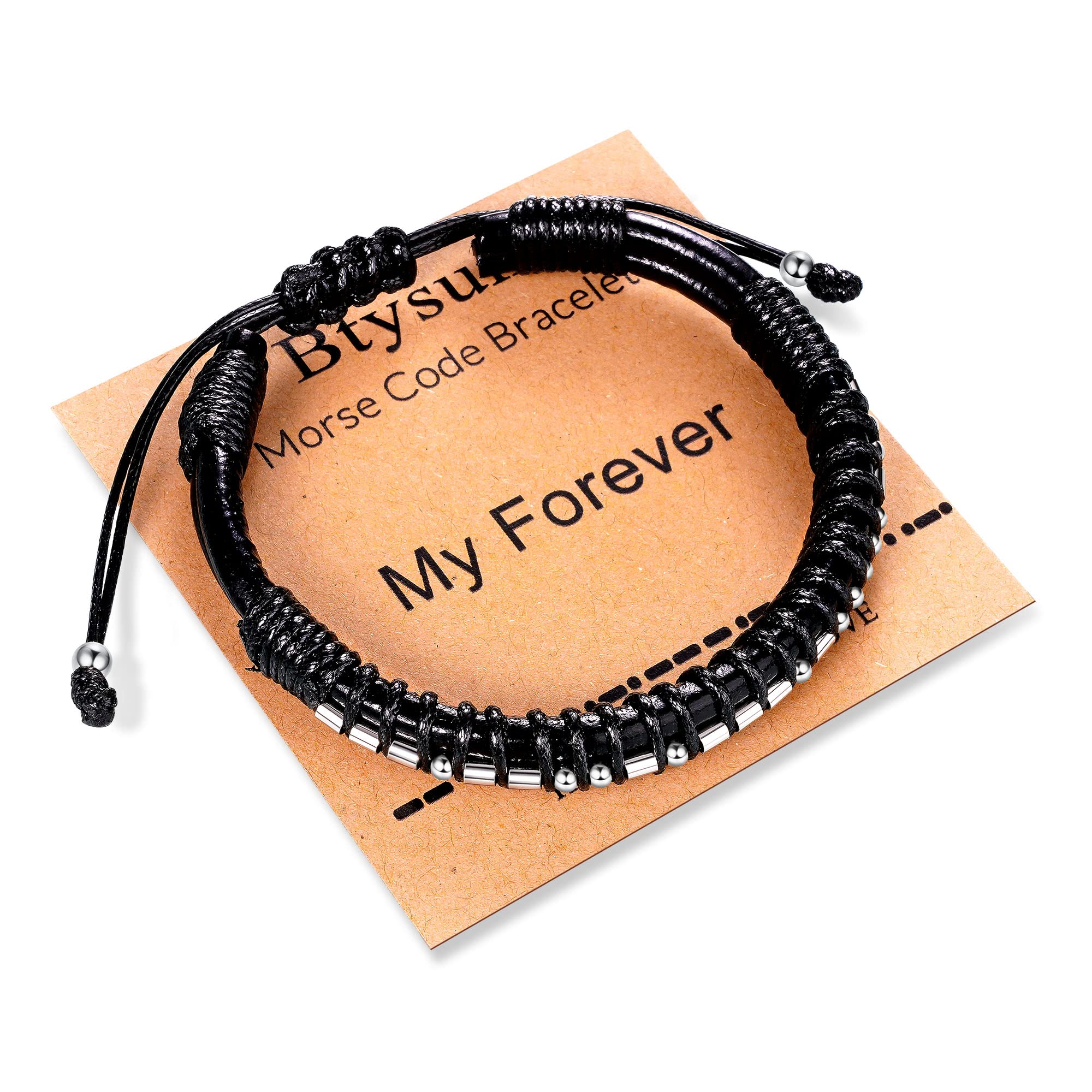 Birthday Gifts for Men Morse Code Bracelets Gifts for Him Boyfriend Husband I Love You Gifts Anniversary Birthday Adjustable Lea