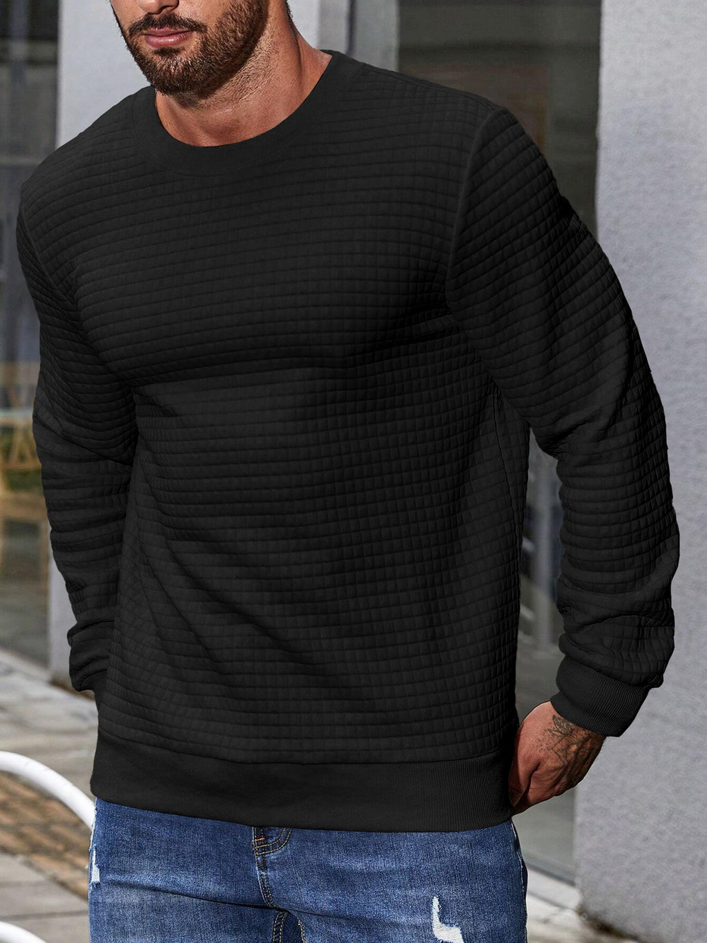 Noble Monk MenS Solid Round Neck Sweatshirt | Full Sleeves | Casual Sweatshirt For Men Black