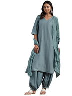 Libas Womens Self Design Silk Blend Straight Kurta With Salwar And Dupatta