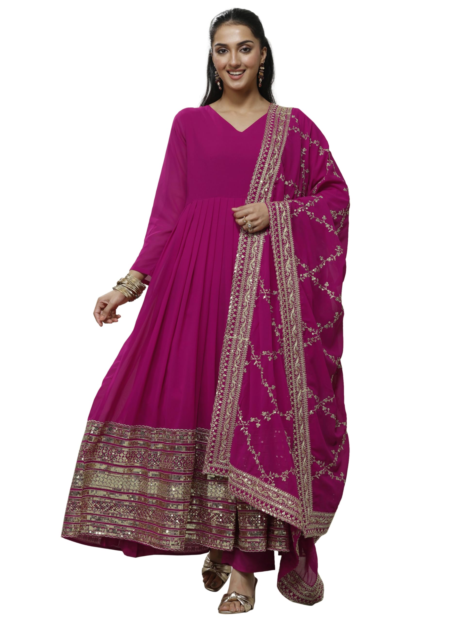 Libas Embroidered Georgette Anarkali Kurta Set For Women (51639Xl)