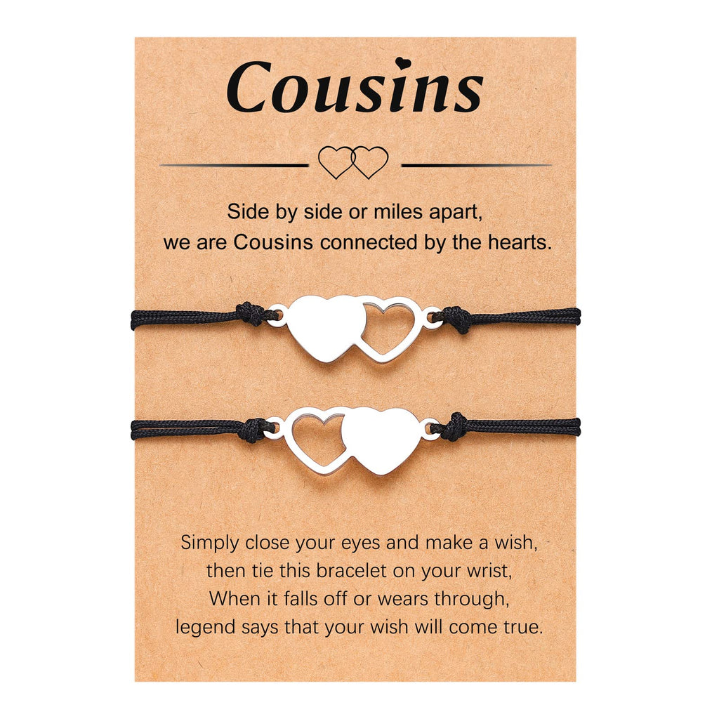 UNGENT THEM Cousin Gifts for Women Christmas Birthday Gifts Matching Heart Cousins Bracelets for 2