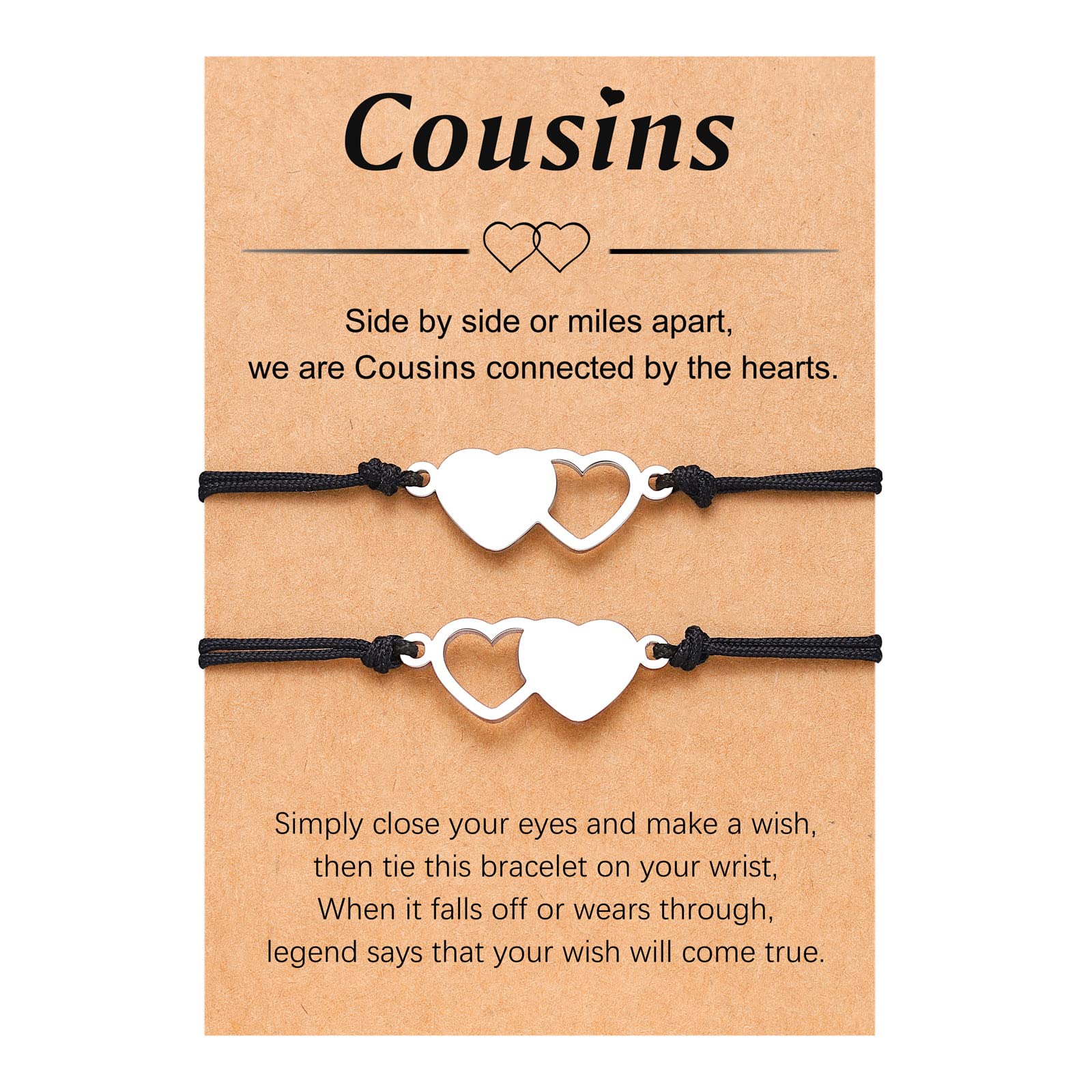 UNGENT THEM Cousin Gifts for Women Christmas Birthday Gifts Matching Heart Cousins Bracelets for 2