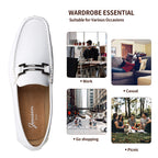 Jousen Men's Loafers Casual Slip On Driving Shoes Metal Buckle Boat Loafer (AMY801 White 11.5)