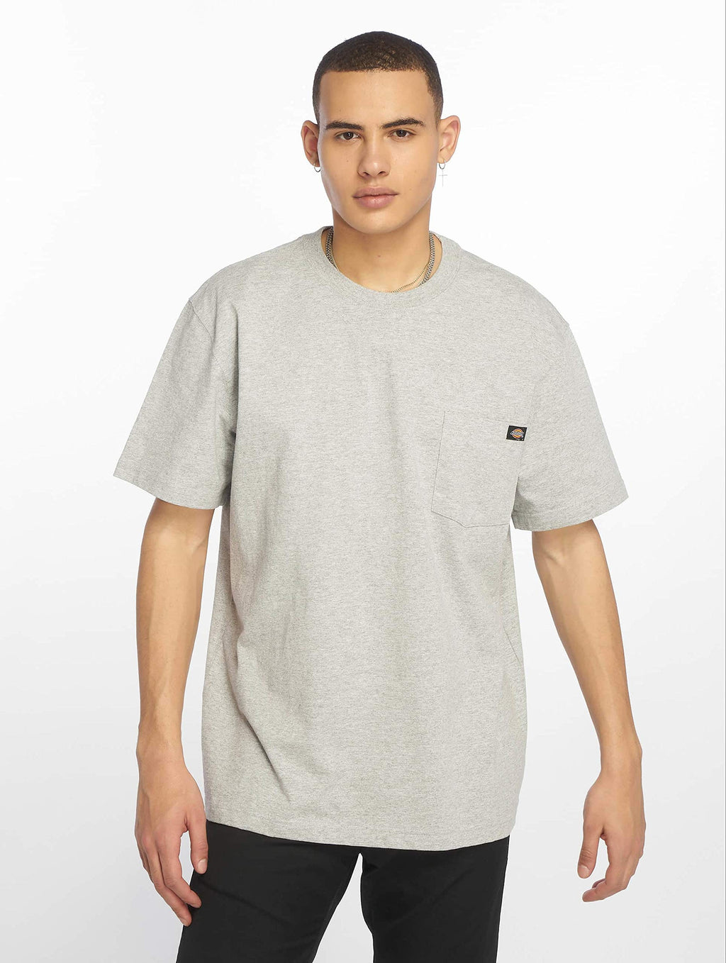 Dickies mens Heavyweight Crew Neck Short Sleeve Tee Henley Shirt, Heather Gray, X-Large US