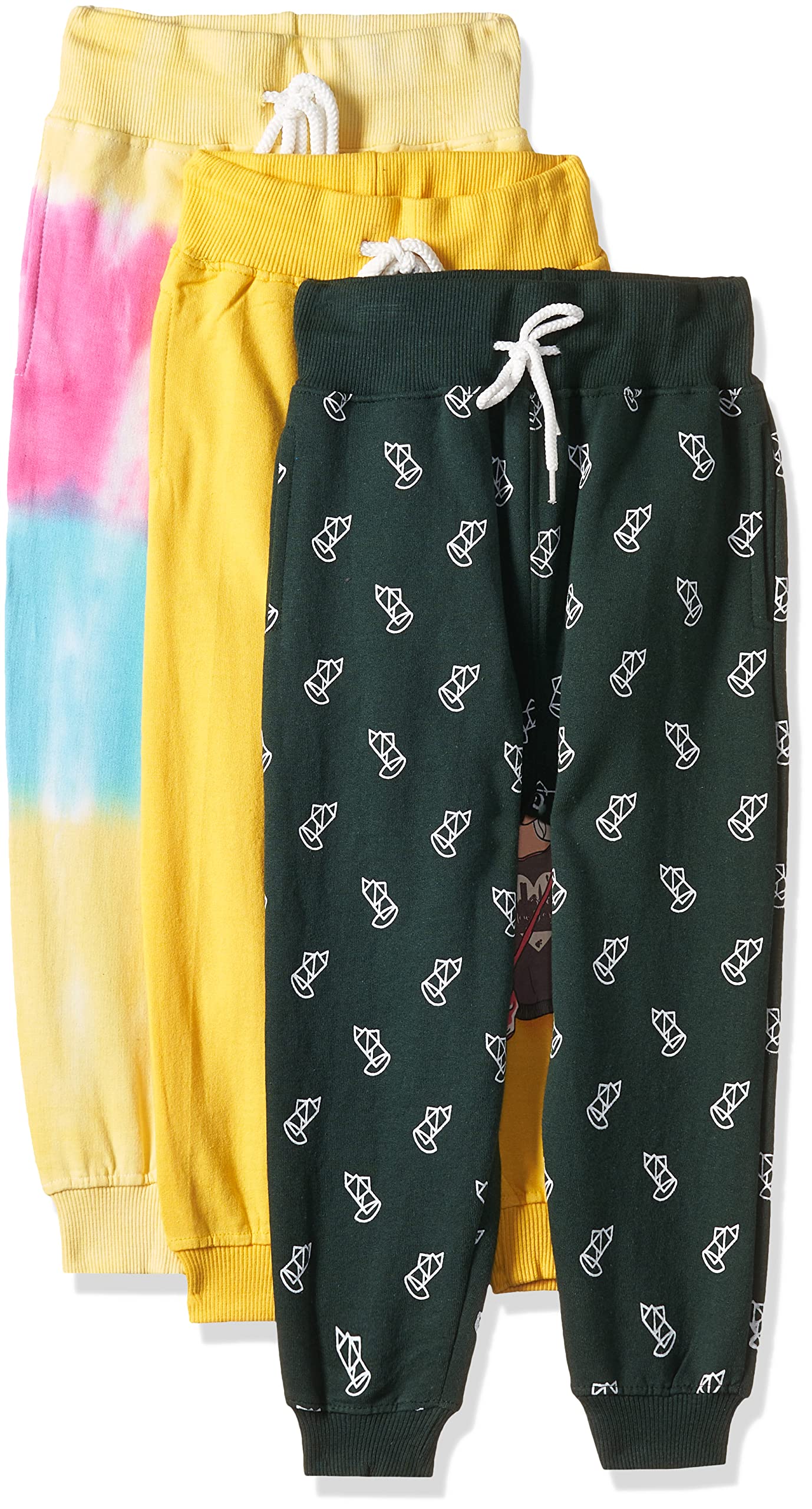 T2F Girls Regular Fit Printed Cotton Joggers Track Pants (Pack of 3)