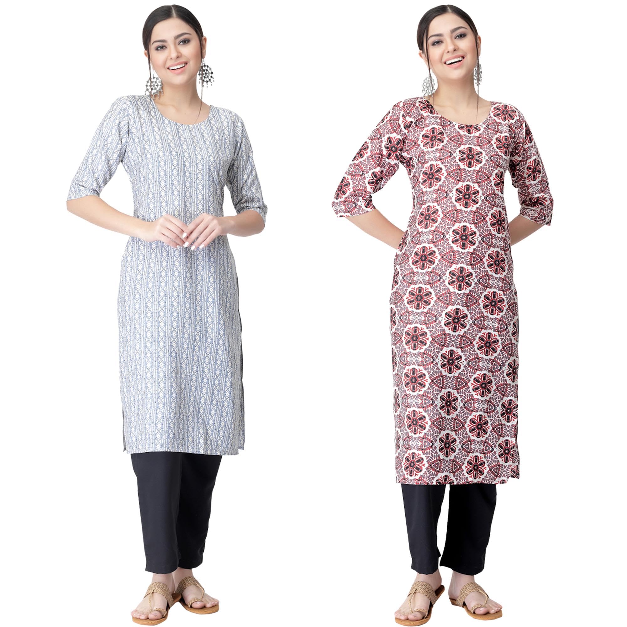 Tee Projekt Versatile Crepe Kurti & Pant Set For Women Printed Kurta Set