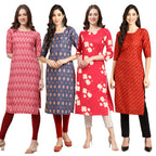Pinkmint Womens Crepe Digital Print Straight Kurta (Pack of 4) [S-328-358-380-370-XL]