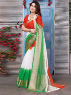 Satrani Womens Printed Organza Saree