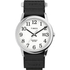 Timex Men's Easy Reader 35mm Watch - Silver-Tone Case White Dial with Black FastWrap Strap