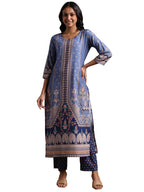 Libas Womens Printed Crepe Straight Kurta With Trousers