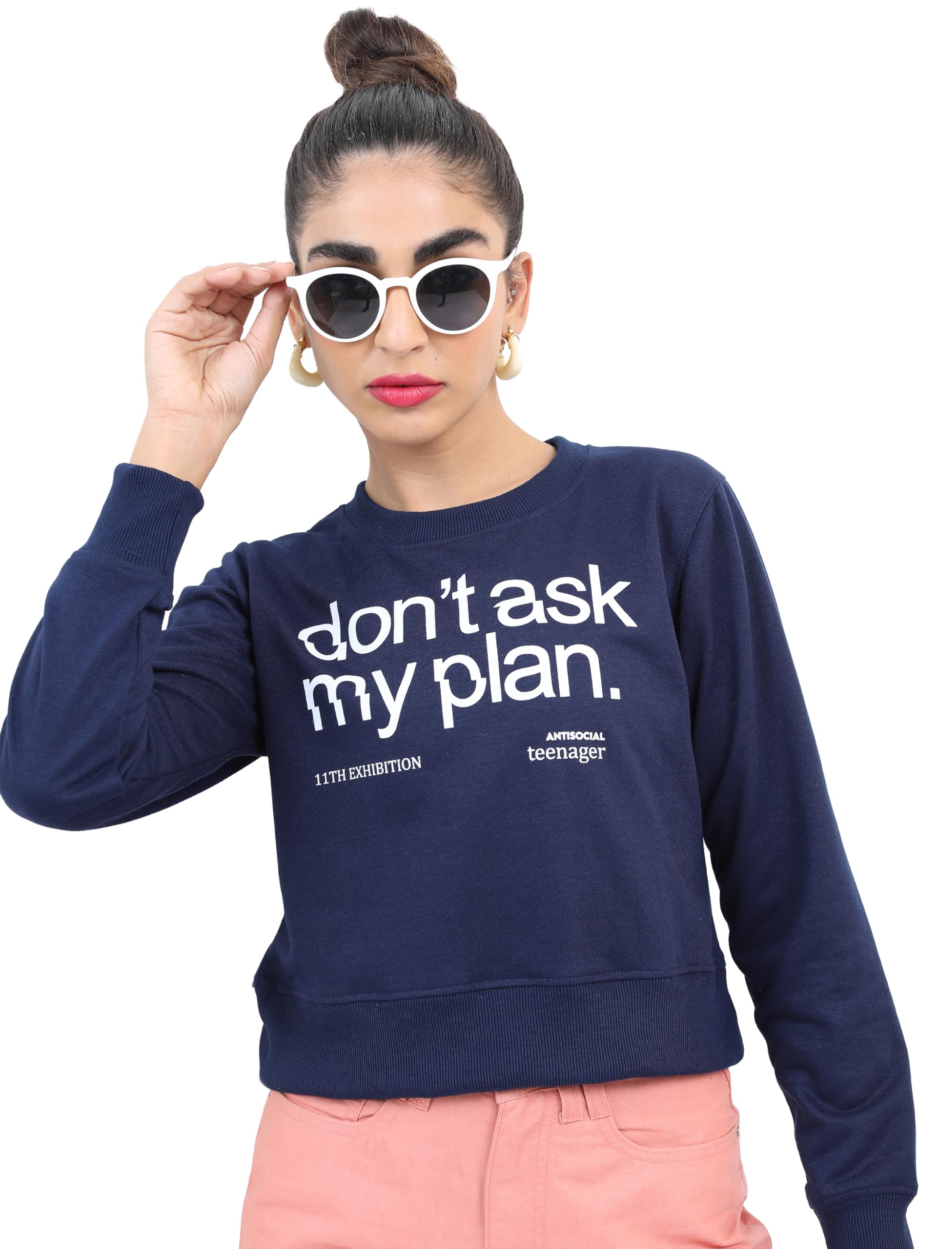 Ketch Women Full Sleeve Round Neck Khss000154 Blue Xl