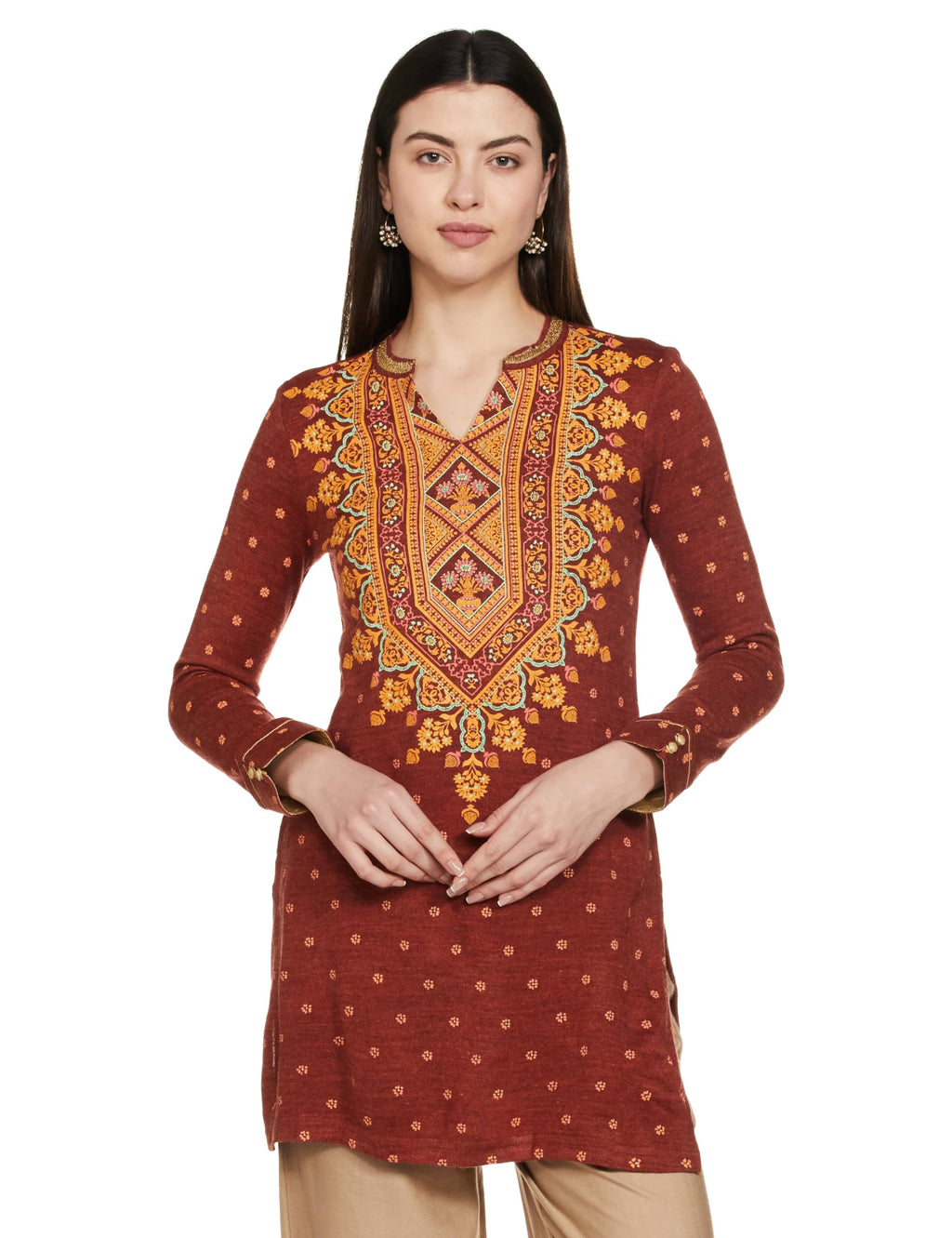 Aurelia Women'S Acrylic Regular Kurti (22Noa13703-505631_Red