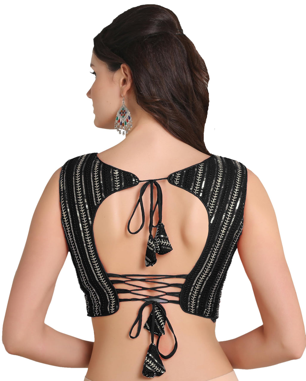 Pujia Mills WomenS Indian Ethnic Wear Sabyasachi Sequence With Dhaga Embroidered Zari Work Sweetheart Neck Blouse Sleeveless Re
