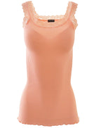 BASIC COTTON Free Spirit Premium Quality 100% Cotton Women's Lace Trim Tank Top Made in Italy