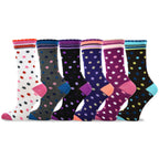 TeeHee Womens Ladies Value 6-Pack crew Socks (Polka Dots Scallop)