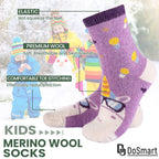 Children's Winter Warm Wool Solid Color Socks Kids Boy Girls Thermal Crew Socks 6 Pairs(Unicorn C, 8-12 Years)