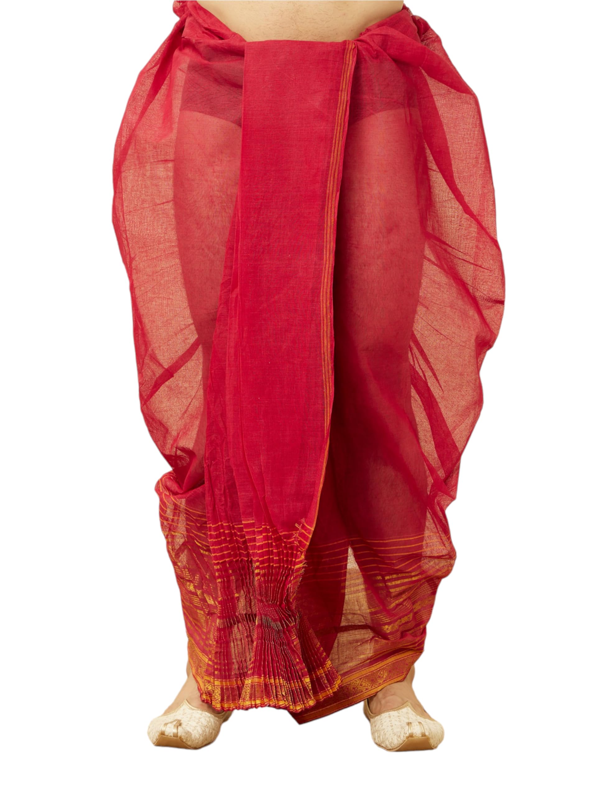 Manyavar Mens Maroon Art Silk Solid Dhotis