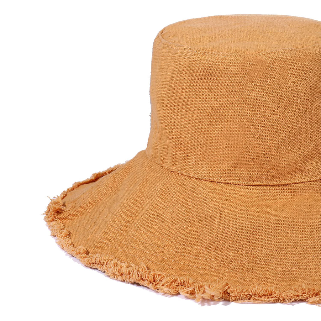 HZEYN Bucket Hats for Women Wide Brim Summer Travel Packable Cotton Bucket Beach Sun Hat UPF 50+ (Khaki)