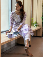 Libas WomenS Cotton Printed Regular Kurtas (29410O Lavender