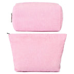 SOIDRAM 2 Pieces Makeup Bag Large Corduroy Cosmetic Bag Capacity Canvas Mix Travel Toiletry Bag Organizer Cute Makeup Brushes Ae