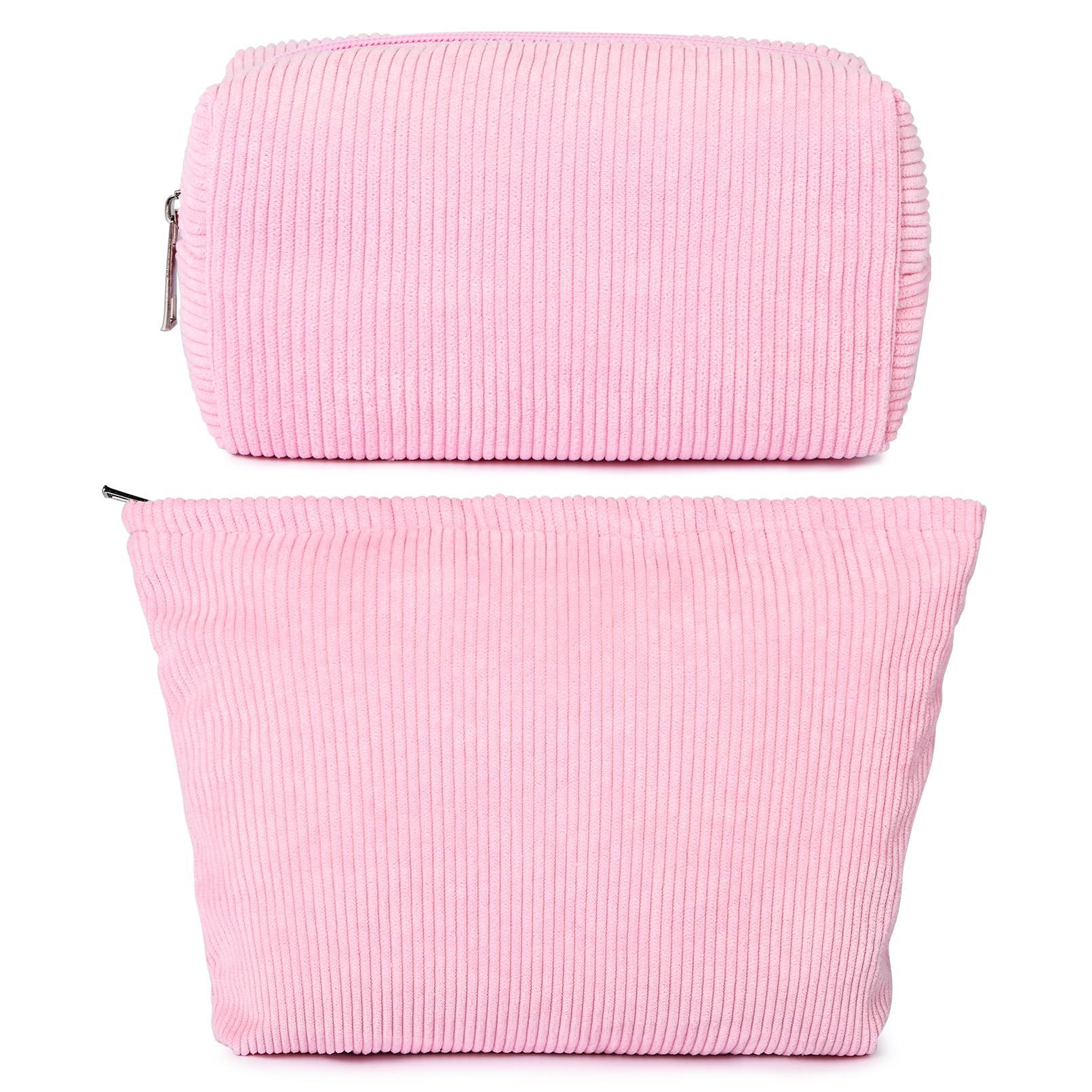SOIDRAM 2 Pieces Makeup Bag Large Corduroy Cosmetic Bag Capacity Canvas Mix Travel Toiletry Bag Organizer Cute Makeup Brushes Ae