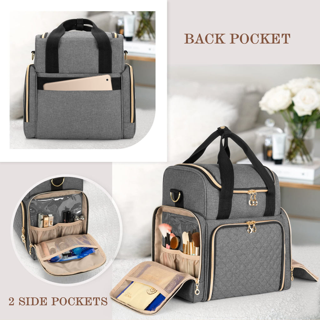 LUXJA Travel Makeup Bag with 2 Removable Cases, Cosmetic Bag with Multiple Storage Sections (Patent Pending)