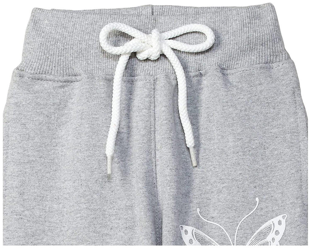 T2F Girls Regular Fit Printed Cotton Joggers Track Pants Grey