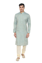 Manyavar MenS Silk Blend Kurta Chudidar Pyjama (Sdes455_Light Blue_L)