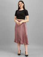 Kzully | Elegant Ensemble Satin Midi Skirts For Women & Girls Burgundy