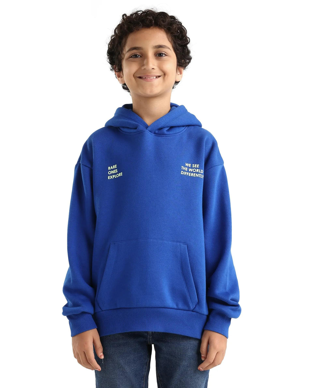 Rare Ones Kids Tito Dark Blue Cotton Blend PullOn Closure Hd Print Full Sleeves Oversized Sweatshirt, Blue, 1314Y 13-14