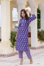 Yashika Regular Printed Cotton Blend Straight Kurta Pant Set-Elegant Ethnic Wear Ensemble Modern Women, Perfect For Any Occasion
