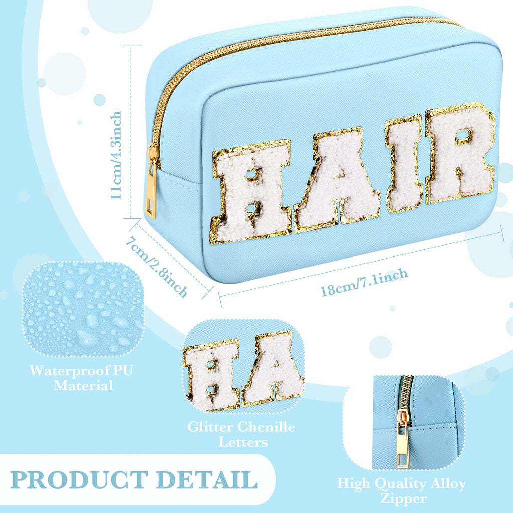 Sanwuta 4 Pcs Hair Face Skin Travel Bag Set Preppy Makeup Pouch PU Leather Skincare Bag Waterproof Cosmetic Organizer Birthday