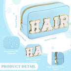 Sanwuta 4 Pcs Hair Face Skin Travel Bag Set Preppy Makeup Pouch PU Leather Skincare Bag Waterproof Cosmetic Organizer Birthday